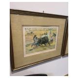 Corrida Goyesca bullfight scene 20x17 vintage