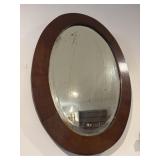Vintage oval mirror 21x15", walnut frame