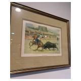 Rejon De Muerte bullfight scene 20x17 vintage