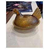 Indiana glass, amber, iridescent, carnival glass,