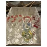 19 small juice glasses, some mid century, 6