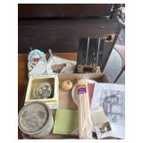 Box of treasures, trinket boxes, vintage cat