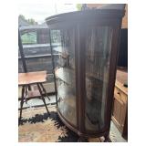 Antique oak curio cabinet, claw feet, hooks and