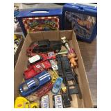 Box lot toys hot wheels, lunchbox with thermos,