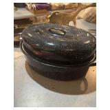 Nice black with white specs enamel ware roaster