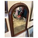 Vintage arched wall mirror, dark wood, walnut?