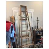 8 foot white metal wooden step ladder