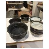 5 piece some signed studio pottery bowls,