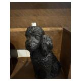 Large cast plaster vintage black poodle dog 1980s