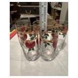5 Franciscan apple glasses, mid century