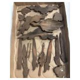 16 vintage pieces, wooden cut out, crafts dark woo