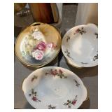 RS Germany porcelain plate and 2 Moss Rose