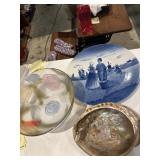 Vintage decorative bowls and blue and white