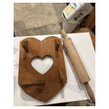Vintage Handmade solid wood shelf with heart and