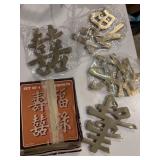 Set of four vintage heavy brass trivets, unused