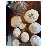 9 Assorted plates, cups, saucers, some marked