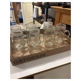 7 vintage 16 ounce drinking jars with handles