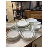 49 pieces of vintage Corelle spring blossom green
