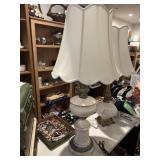 Vintage white ceramic table lamp with marble base