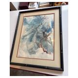 Asian watercolor matted and framed 17 x 21