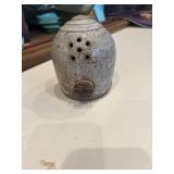 Vintage light grey speckled ceramic studio art