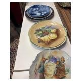 6 vintage plates, some marked and signed, fruit