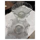Two vintage glass serving candy bowls