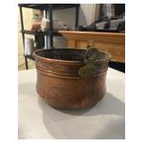 Vintage copper hanging flower pot with chain