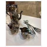 5  pieces of ornate silver plated tea set and