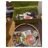 Vintage mid-century avocado green plastic sewing