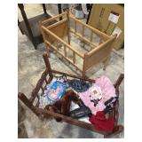 2 vintage doll cribs with accessories