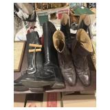 3 pair vintage boots, 1 pair of riding boots