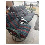 2 piece set, green metal patio chair and glider