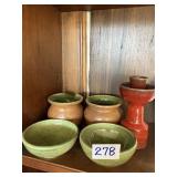Five pieces well done, studio pottery