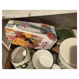 Box of treasures, Christmas dishes, candy jar,