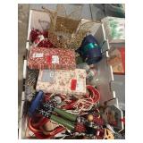 Large box of Christmas, napkins, nutcracker,