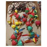 Box of vintage bubble lights and cord