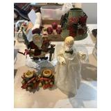 Lot of holiday decorations, metal Santa,