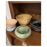 Four vintage stoneware pottery bowls