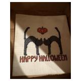 Handmade crocheted Halloween art Black Cats