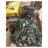 Box of vintage Christmas lites, cords, etc