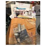 Box of crafting and quilting things, magazine