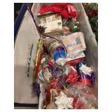 Large box of Christmas wrapping materials, bags,