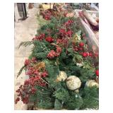 Large box of Christmas foliage, feathers, l