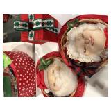 Vintage Santa and Miss clause decorative baskets,