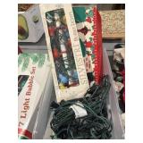 Bin of vintage Christmas bulbs and bubble lights