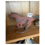 Diamond O pony running metal horse mounted on