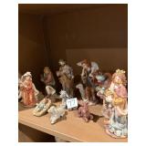 Vintage nativity figurine set, nine pieces