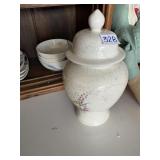 vintage speckled ceramic or porcelain lidded