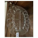 vintage clear glass deviled egg and divided